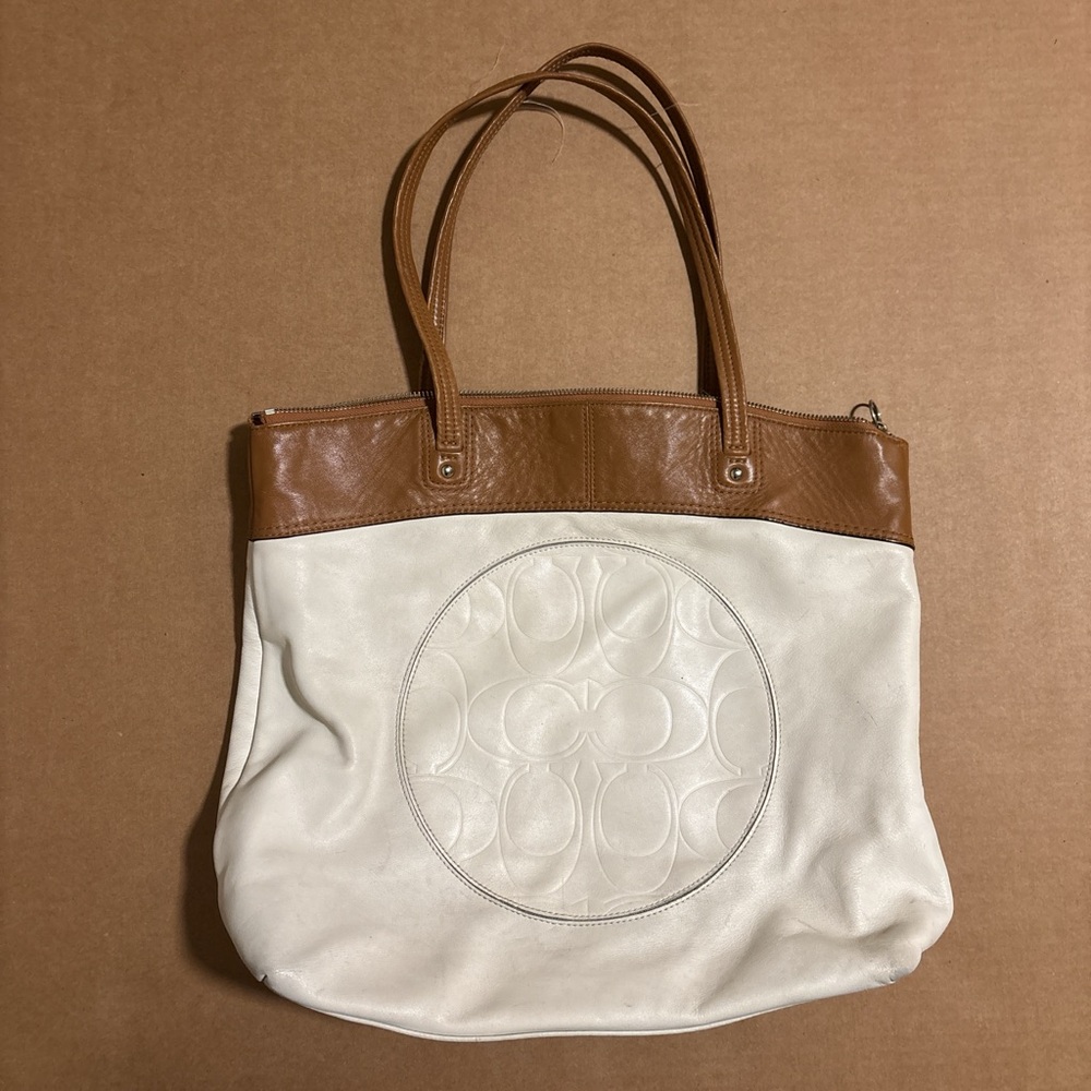 Coach Brown and Cream Tote Bag